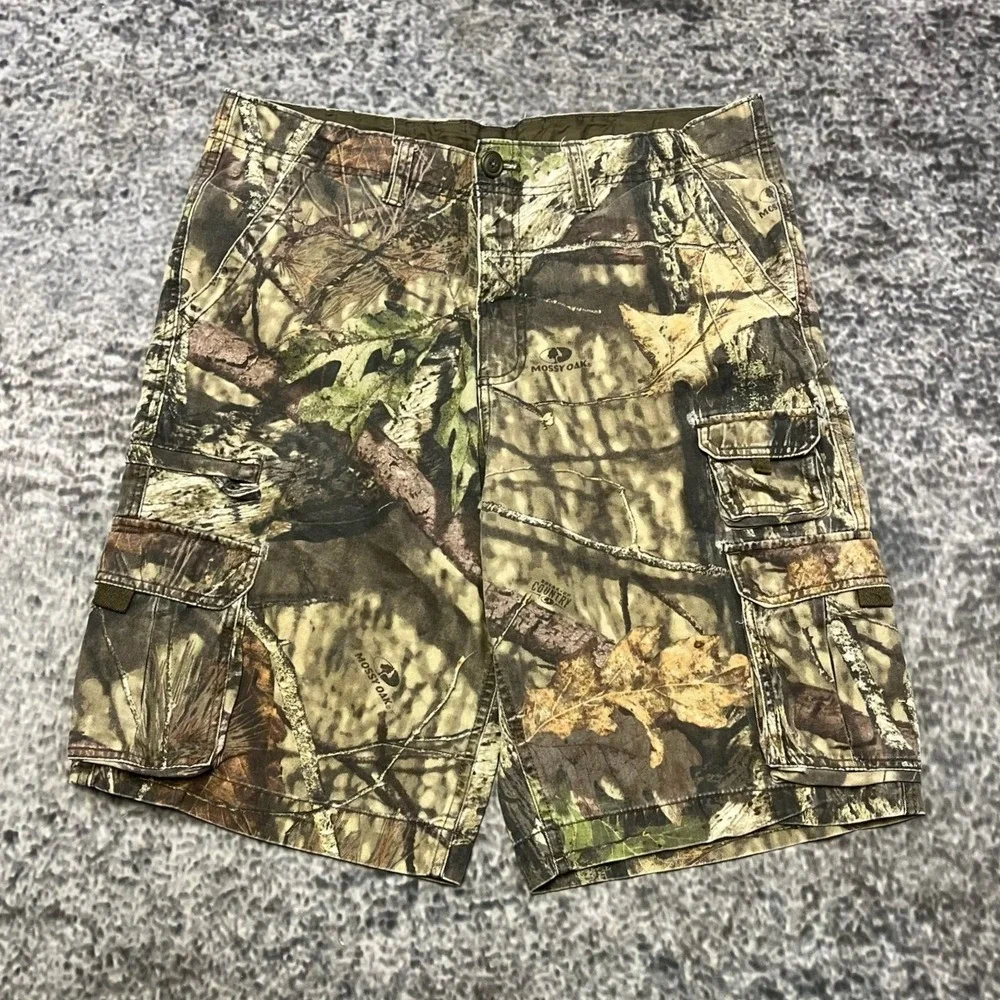 Faded Glory‎ Mossy Oak Camo Cargo Shorts Mens 36 Green Brown Outdoor Skater Y2K